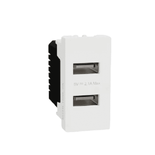 شنايدر M3TB_USB_2A، لقمة يو اس بي Type A ميلوز إي، 2.1 امبير، أبيض، 2 فاز