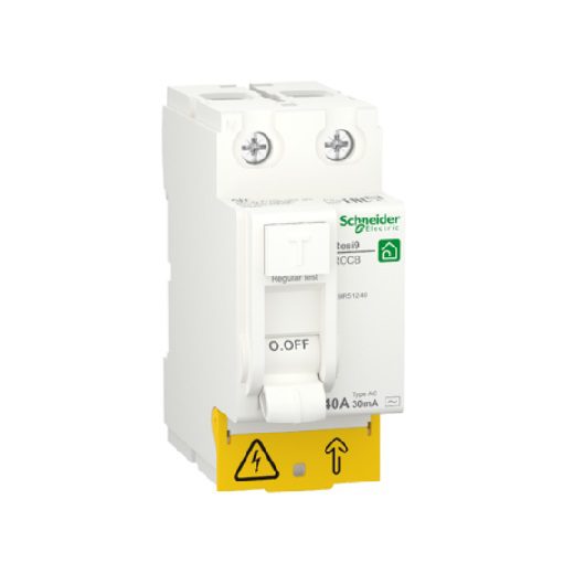 شنايدر, Resi9 قاطع حماية من التسرب الارضي RCCB , ثنائي, 30 مللي امبير, 40 امبير