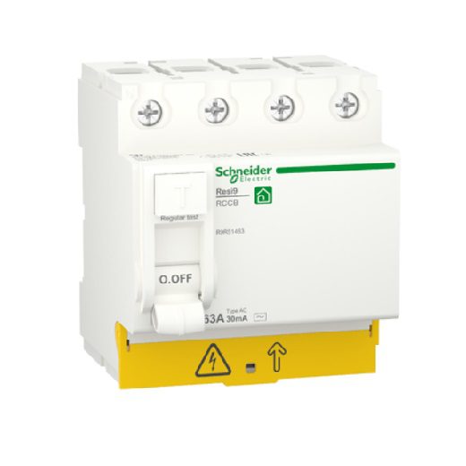 شنايدر, Resi9 قاطع حماية من التسرب الارضي RCCB , رباعي, 30 مللي امبير, 63 امبير