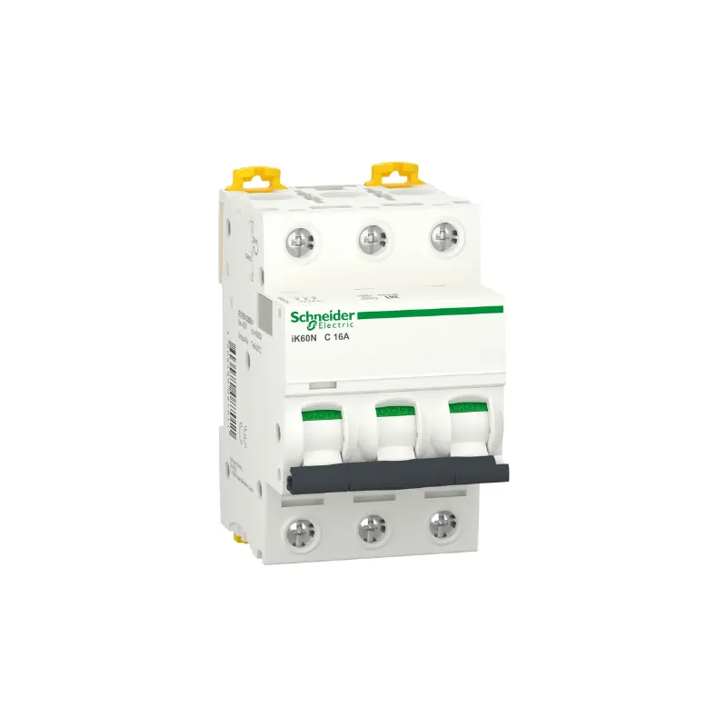شنايدر A9K24316، قاطع كهرباء مصغر، مفتاح ثلاثي القطب، 16 أمبير، Acti9 iK60N، منحنى C، قدرة فصل 6000 أمبير (IEC 60898-1)