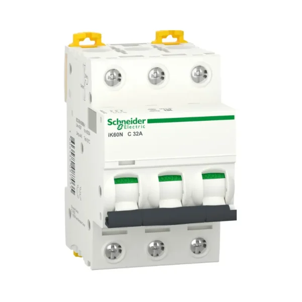 شنايدر A9K24332، قاطع كهرباء مصغر، مفتاح ثلاثي القطب، 32 أمبير، Acti9 iK60N، منحنى C، قدرة فصل 6000 أمبير (IEC 60898-1)