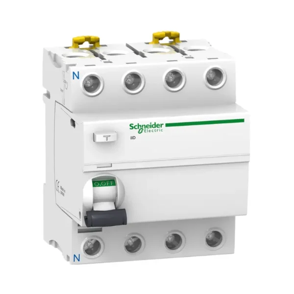 شنايدر A9R41440،  قاطع كهرباء التيار المتبقي، مفتاح رباعي القطب، 40 أمبير، 30 مللي أمبير، Acti 9 iID، نوع التيار المتردد