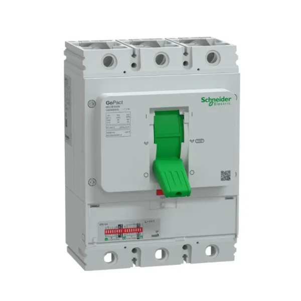 شنايدر G80N3E630، قاطع كهرباء، 3 مفتاح ثلاثي القطب، 630 أمبير، 50 كيلو أمبير عند 415 فولت تيار متردد، GoPact MCCB 800، وحدة فصل ETU، حماية حرارية قابلة للتعديل
