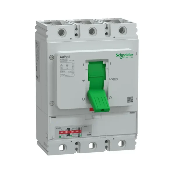 شنايدر G80N3E800، قاطع كهرباء، مفتاح ثلاثي القطب، 800 أمبير، 50 كيلو أمبير عند 415 فولت تيار متردد، GoPact MCCB 800، وحدة فصل ETU، حماية حرارية قابلة للتعديل