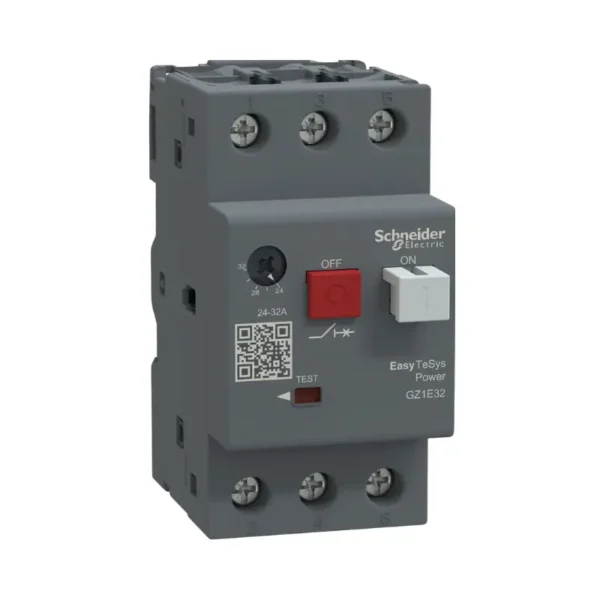 شنايدر GZ1E32، قاطع كهرباء المحرك، مفتاح ثلاثي القطب، 24.32 أمبير Easy TeSys Power، GZ1E، تيار متردد-3، فصل مغناطيسي حراري